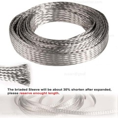 Braided Fabric Cable Flat Tinned Copper Metal Shielding Braided Sleeve Wire