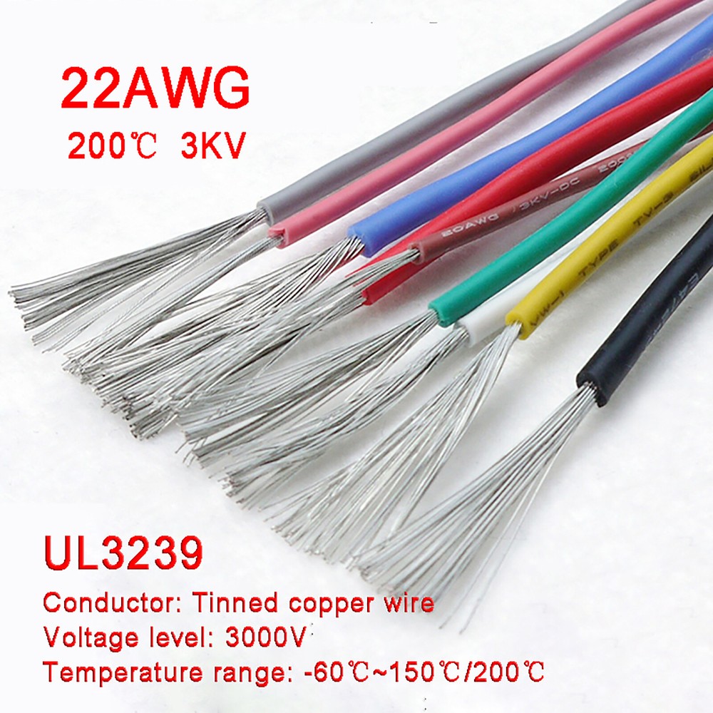 22AWG 0.31mm² Flexible Silicone Wire Cable , HIGH TMPE 200℃, 3KV High Voltage