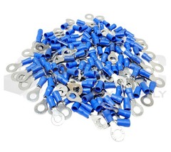 NEW LOT OF 120 GRAINGER RING 24C942 TERMINAL VINYL INSULATED 16-14 AWG, BLUE
