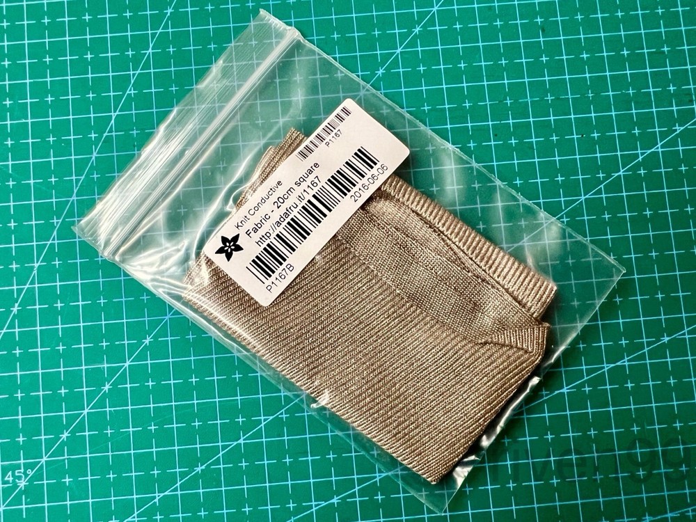 Adafruit Knit Silver Conductive Nylon Fabric, 20cm x 20cm square (7.9 inches)