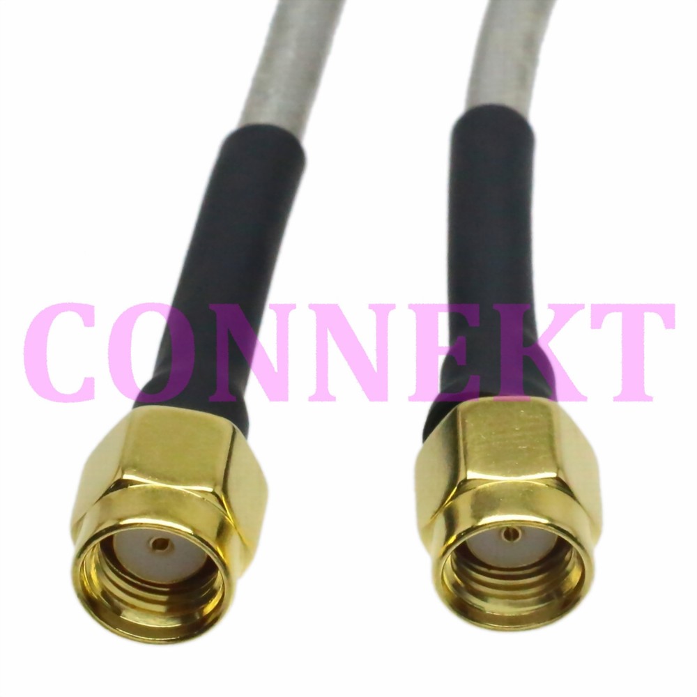 RP-SMA male to RP-SMA male crimp RG402 0.141″ Semi-rigid cable pigtail 50cm