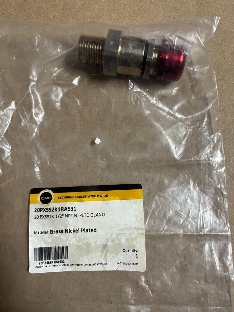 NEW 20PXSS2K1RA531 CMP PRODUCTS 1/2″ GLAND FULLY NICKEL PLATED