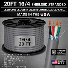 16/4 Shielded Cable 20FT 16AWG 4C Stranded CNC Stepper Motor Wire