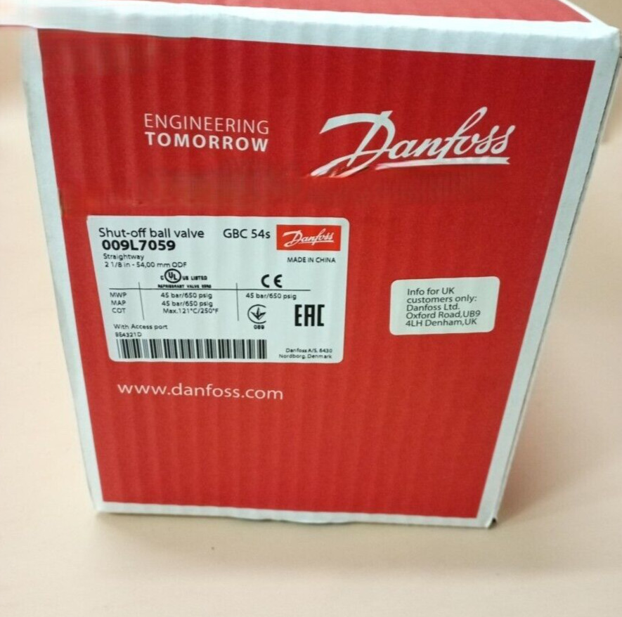 1PC- Danfoss 009L7059 Shut-off ball valve, GBC 54s,Solder, ODF, 2 1/8in- NEW