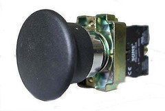SUNS PBM22-MP-B-P5 22mm Pushbutton Metal 40mm Mushroom Head Momentary Black 1NO