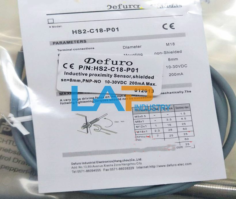 1PCS New For Defuro Proximity Switch HS2-C08-P01 10-30VDC 200mA PNP-NO sn：8mm