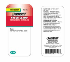 Jandorf Protector NYLON CLAMP 2pk For 9/16″ Dia Cable Wide Secure Insulate 61457