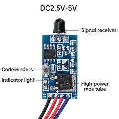 DC2.5V-5V DC5V-24V 1/2 key Switch Infrared Remote Control with Receiver Module