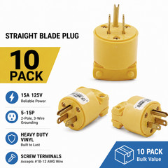10 x Cooper/Eaton BP4867 15-Amp 125-Volt Heavy-Duty NEMA 5-15 Straight Plug 4867