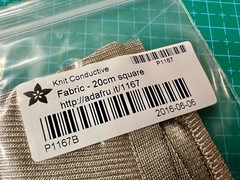 Adafruit Knit Silver Conductive Nylon Fabric, 20cm x 20cm square (7.9 inches)