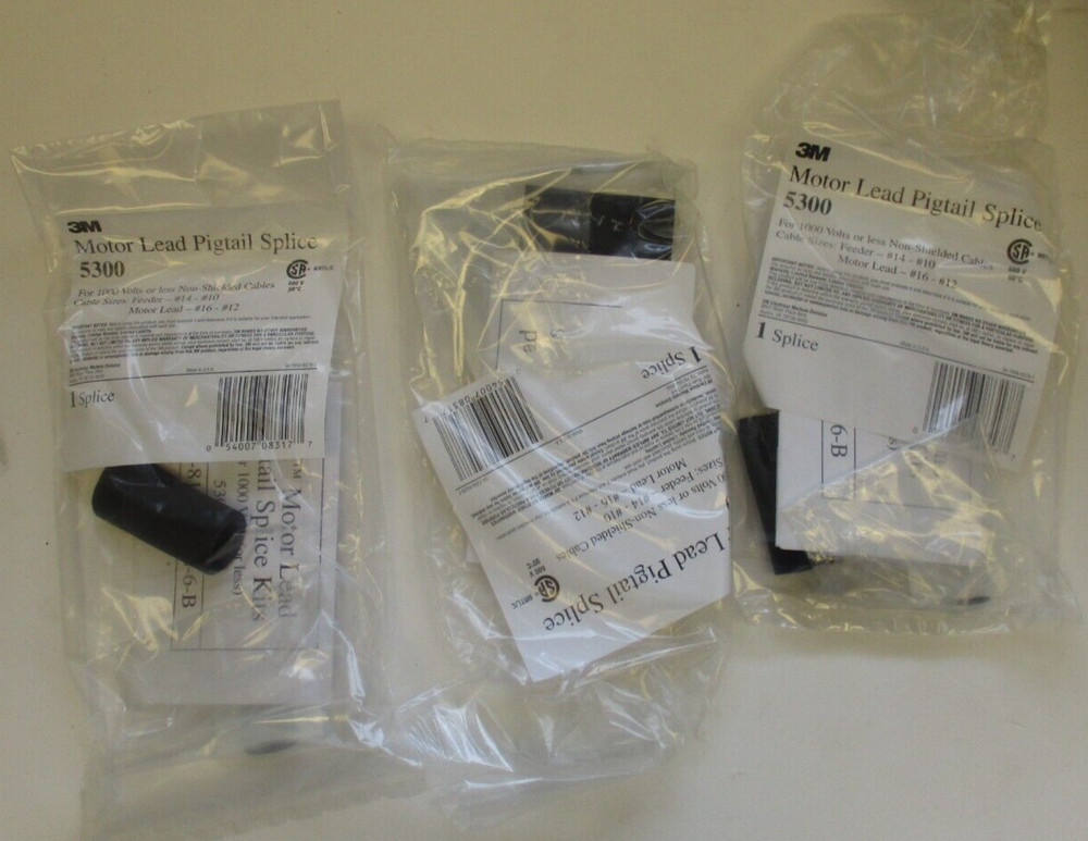3M MOTOR LEAD PIGTAIL SPLICE KIT P/N: 5300 BOX OF 3 SPLICES 1000V 16-10AWG