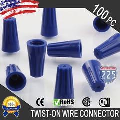 (100) Blue Twist-On Wire Connector Connection nuts 22-14 Gauge Barrel Screw US