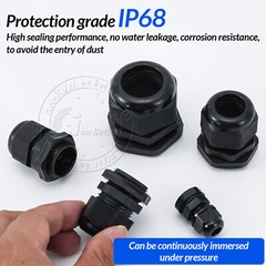 IP68 Waterproof White / Black Cable Gland Compression Glands M8-M72 / PG7-PG63