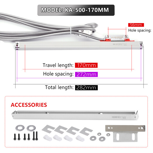 Best Sino Linear Scale 0.005mm KA500-170mm/6.69″ Travel Linear Encoder