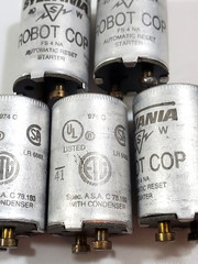 Lot of 5 Sylvania FS-4 Fluorescent Lamp Starters 40 Watt Aluminum FS4 Robot Cop