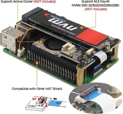 Geekworm X1001 PCIe to M.2 HAT Key-M NVMe SSD PIP Peripheral Board Black