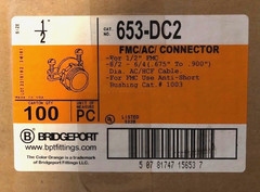 Bridgeport Fittings 653-DC2, 1/2″ Knockout, AC/Flex Connector NEW BOX OF 100