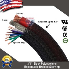 100 FT 3/4″ Black Expandable Wire Cable Sleeving Sheathing Braided Loom Tubing
