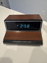 Leviton 6221 Clock Programmer Central Control System Powers On Walnut Grained