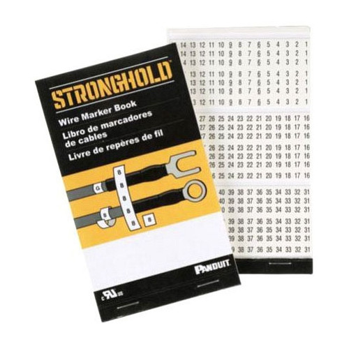 Panduit PCMB-3, 1.38 x 0.22, White/Black, 1 to 45 Legend, Wire Marker Book, 1 pc