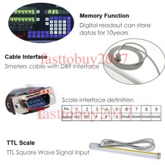 3pcs Linear Scale Glass Sensor+DRO 3Axis Digital Read Out Display CNC Mill Lathe
