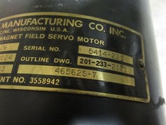 Gettys Permanent Magnet Field Servo Motor 16-0375-06 Data 201-113-2024 45826LR