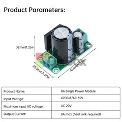 4700uF AC 35V 8A Single Power Supply Module Rectifier Filter Board Unregulated
