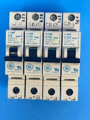 General Electric V-Line C2, C10, C15, C30 Circuit Breaker [Lot of 4]