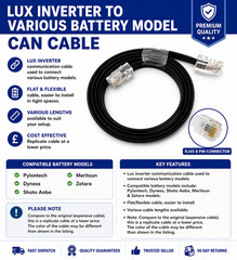 LUX INVERTER TO SHOTO BATTERY MODEL CAN CABLE
