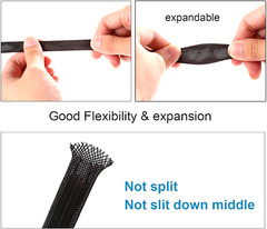 5 FT. 1/8″ Black Expandable Wire Cable Sleeving Sheathing Braided Loom Tubing US