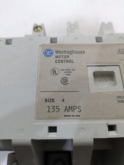 Westinghouse A201K4DA Size 4 Motor Contactor 135A NEMA 3-Pole Non-Reversing A200