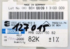 BEYSCHLAG 1000x SMD Resistor 82kΩ MELF 82000 Ohm Model MMB 0207-50