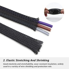 1-100mm Black TIGHT Braided PET Expandable Sleeving Cable Wire Sheath Mesh Tube