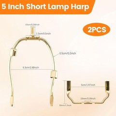 5 Inch Small Lamp Harp Fitter Mini Lamp Shades Polished Brass No Finial Harp