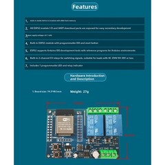 WROOM-32E Board Dual WiFi Relay Two Independent Channels Supports DC Up To 30V