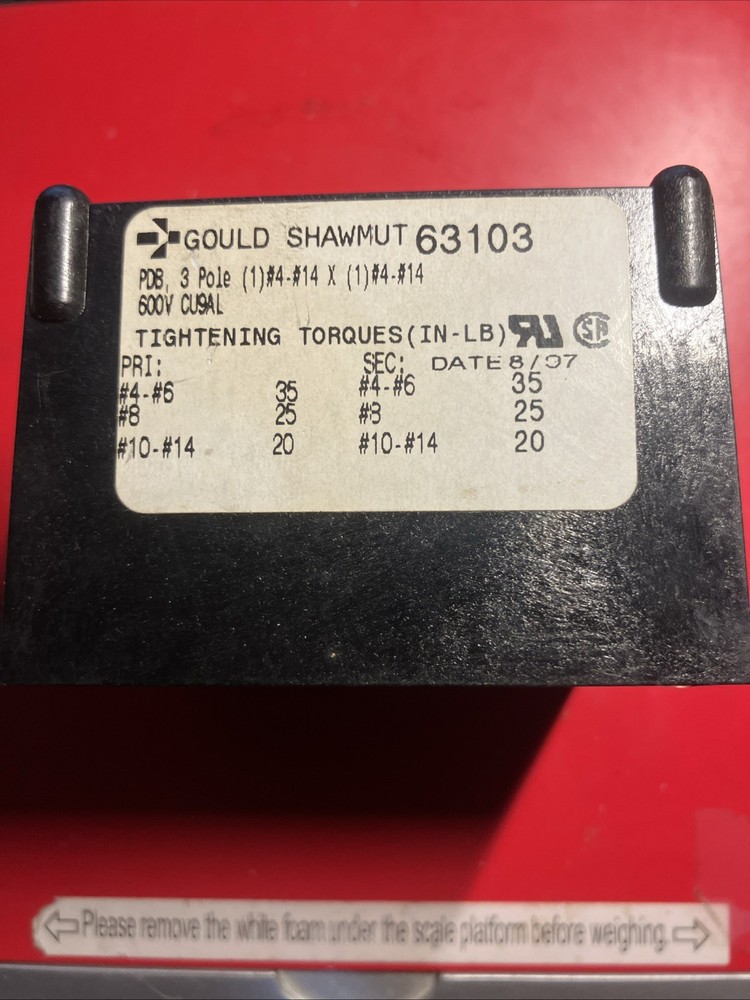 Gould Shawmut 63103 Power Distribution Block 3 Pole 600V new no box