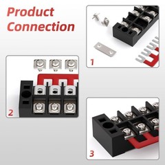 15A Screw Terminal Block 12 Position Dual Row Covered Pre Insulated Barrier