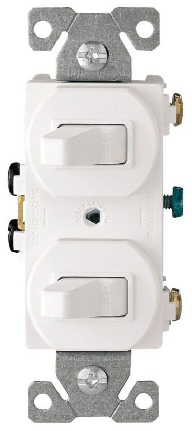 Arrow Hart 271W-BOX, 120 VAC 15A, Toggle, White, Duplex Combination Switch, 1 pc