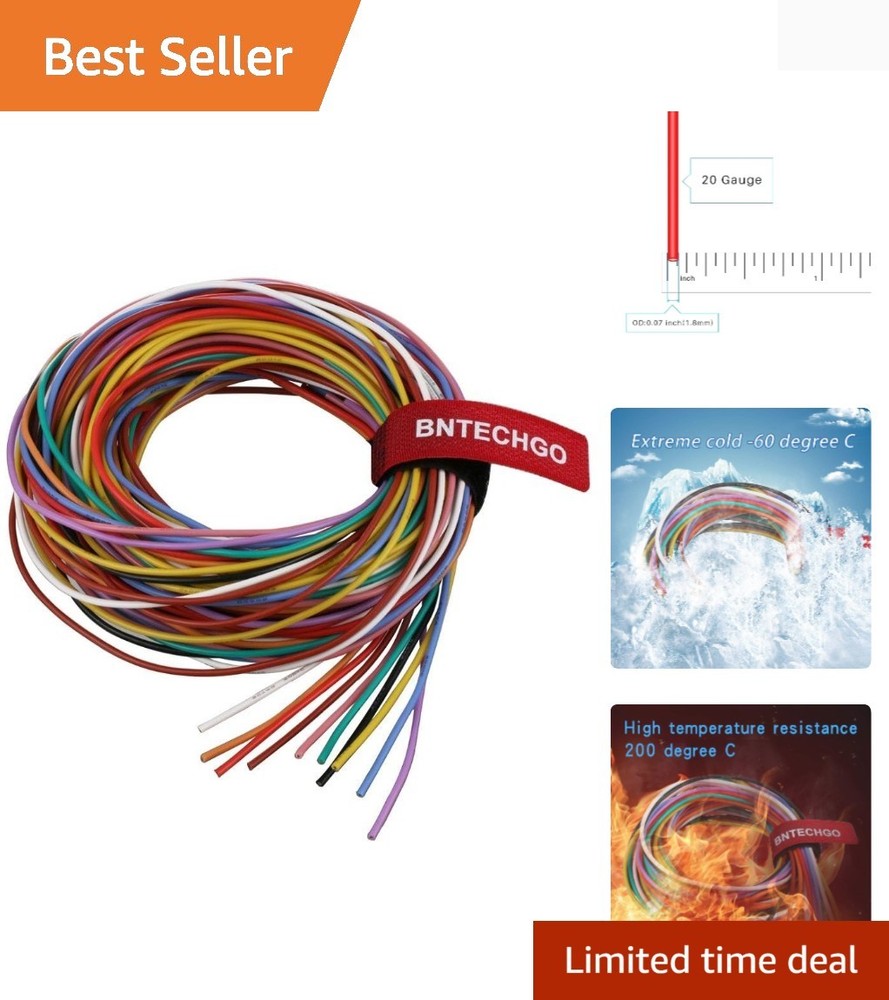 20 Gauge Silicone Wire Kit 10 Color Each 5 ft Flexible 20 AWG Stranded Tinned…