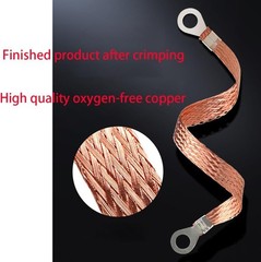 13mm Copper Braid Cable with Cold Pressed Terminals – 16.4ft for Electrical Work