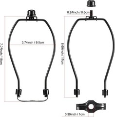 7 Inch Lamp Harp Kits Polish Black Finish 3/8 Inch Saddle Base Holes Light Duty