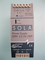 Sola Hevi-Duty SDN 2.5-24-100P Power Supply for DIN Rail CLEAN F8