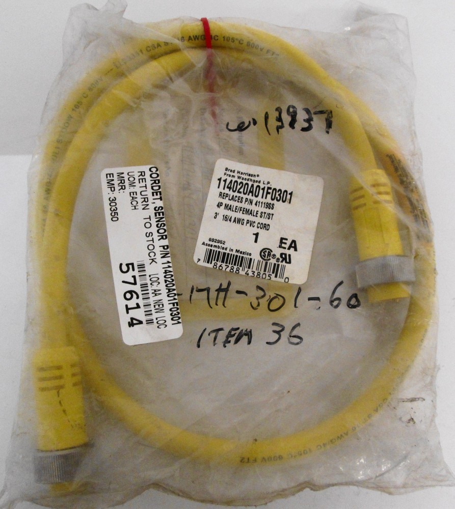 Woodhead 114020A01F0301 4-Pin 3′ Male to Female Connectors