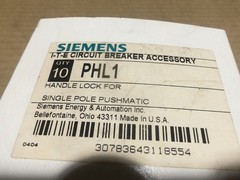 Siemens PHL1 Handle Lock for Pushmatic/ITE Breaker Box of 10 AK