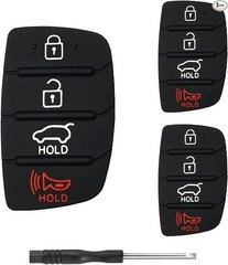 Replacement Key Fob Button Pad 4-Button Rubber Cover for 2013-2019 Santa Fe Sona