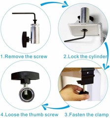 1/2 Inch Base Magnifying Lamp Clamp Silver Swing Arm Desk Lamp Phone Tablet