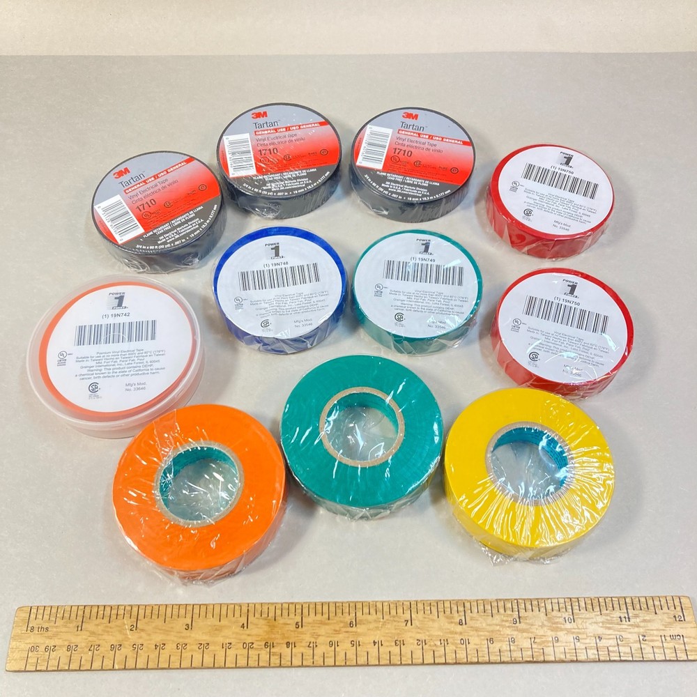 Vinyl Electrical Tape 3M & Power First 11 Pc Multiple Colors