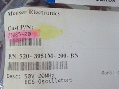 229260 New-No Box; ECS 520-3951M-200-BN Lot-150 Oscillators; 50V; 20MHz