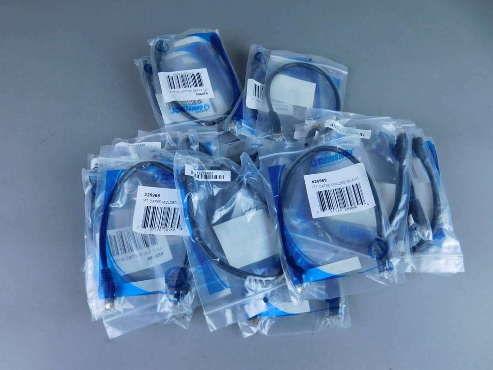 *Lot of 15* 1FT CAT5E Ethernet Network Patch Cable-Black 26969 – NEW Surplus!