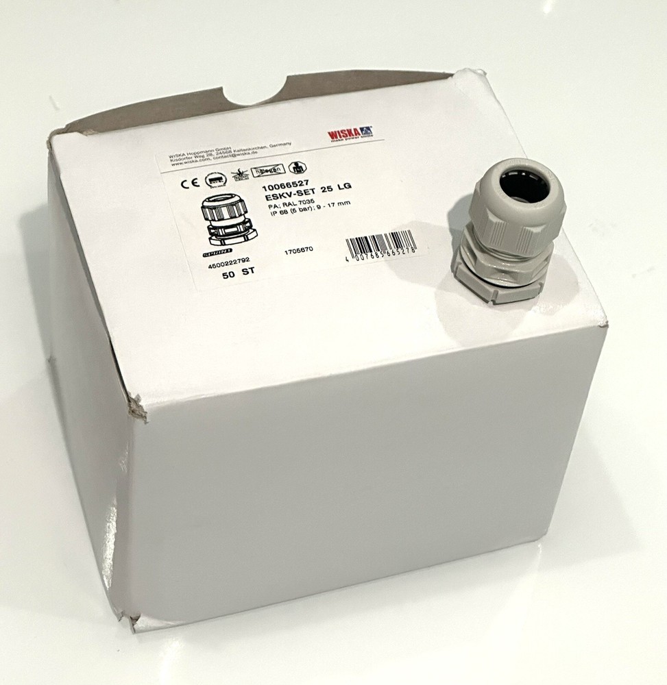 WISKA THREADED CABLE PRESS M25 POLYAMIDE GREY (RAL 7035) 10066527 PACK 50 PCS